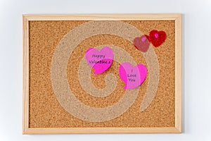 Happy Valentine`s Day.  Hearts pinned to cork boards.  Confession of our feelings and love for another person