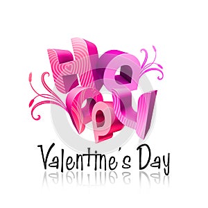 Happy Valentine's Day Illustrated Types III Pink