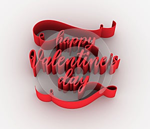 Happy valentine`s day illustration, 3d text rendering