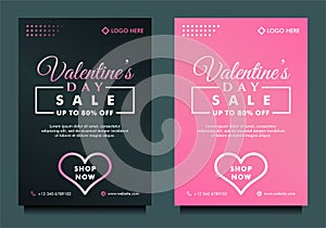 Happy Valentine`s day modern banner, poster, flyer template with abstract heart symbol