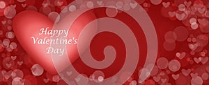 Happy Valentine`s Day. Romantic background for the decoration of the lovers` holiday. Love. bokeh, hearts on a red background.