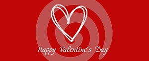 Happy Valentine`s Day. Romantic background for the decoration of the lovers` holiday. Love. A sweet heart on a red background.