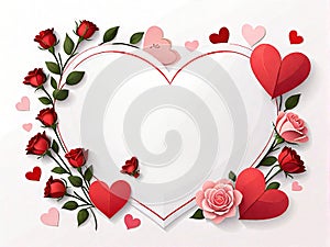 Happy Valentine's Day sale, frame of hearts and flowers on a white background