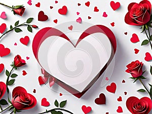 Happy Valentine's Day sale, frame of hearts and flowers on a white background