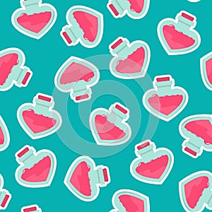 Happy Valentine\'s day seamless pattern with love potions.