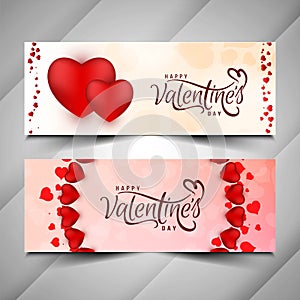 Happy Valentine`s day stylish banner set