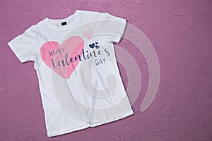 Happy valentineÃ¢â¬â¢s day t-shirt design, white red color, heart icon,  background