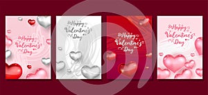 Happy Valentine\'s Day template set. For Social Media post, flyer, poster, banner, cover design