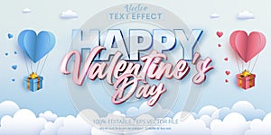Happy Valentine`s day text, calligraphic style editable text effect
