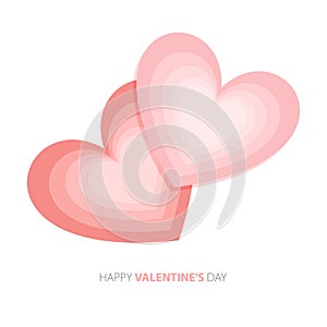 Happy Valentine s day. Two big hearts in vector. Large pink heart isolated on white background. Greeting card or banner for