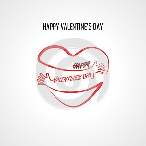 Happy Valentine`s Day typographical design elements and Red hear