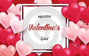 Happy Valentine`s Day. Valentine Background, Valentine`s Day Greeting Banner. Valentine`s Promotion Banner with love balloons. Rea