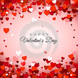 Happy Valentine`s Day. Valentine`s Day greeting card. Valentine`s day background with hearts. Holiday decoration element.