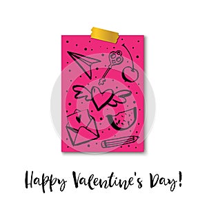 Happy Valentine`s Day!. Valentines day calligraphy gift card. Ha