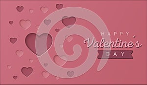 Happy Valentine\'s day wallpaper or banner with hearts