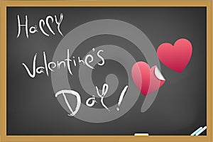 Happy Valentine's Day wrote on blackboard