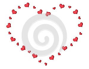 Happy valentine`s love heart concept.Big heart in a view hearts shapes frame. Romance decoration illustration.