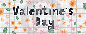 Happy Valentine's Day Banner Background with realistic 3d flower metal rose, pink and gold color, Glitter golden
