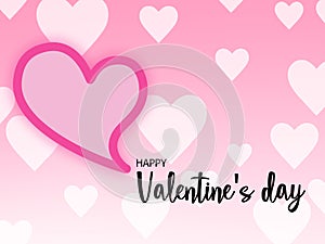 Happy valentines day background with big pink hearts and typography of happy valentines day text. Concept of love day, couple, ill