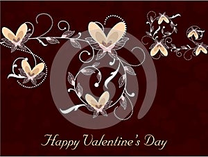 Happy Valentines Day background with floral decorated hearts. EPS 10.