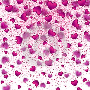 Happy Valentines day background with shining pink heart of particles. Vector illustration
