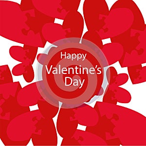 Happy Valentines Day banner. Puzzle red heart on white background congratulation card