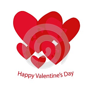 Happy Valentines Day banner. Puzzle red heart on white background congratulation card