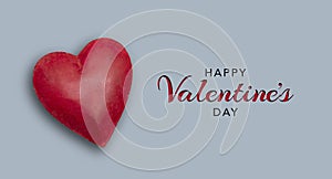 Happy Valentines Day banner with red heart shape post card
