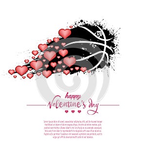 Happy Valentines Day and basketball ball