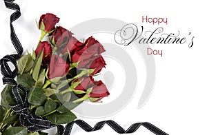Happy Valentines Day bouquet of red roses photo