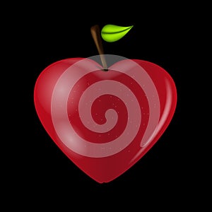 Happy Valentines Day card with apple heart. Vector