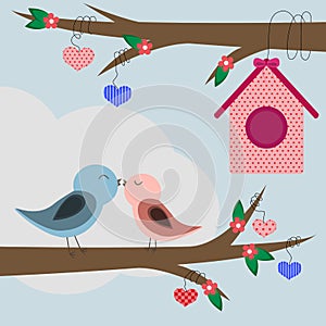 Happy Valentines' day card with bird