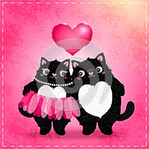 Happy Valentines Day card with cat
