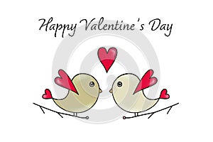 Happy Valentines Day card with love birds