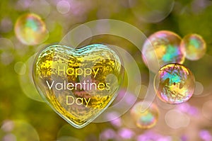 Happy Valentines Day card, soap bubble