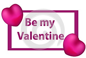 Happy Valentines day card, template, invitation with realistic 3d red balloons in the shape of heart. Vector