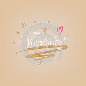 Happy valentines day card with typography art brush style