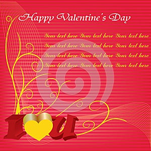 Happy valentines day cards with ornaments, hearts, ribbon