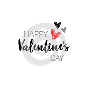 Happy valentines day concept holiday typography poster with hand drawn text heart shape isolated on white background