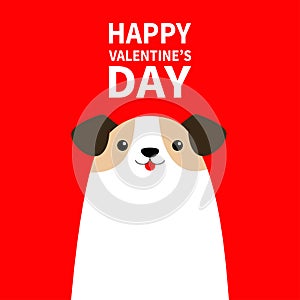 Happy Valentines Day. Cute Dog icon. Puppy pooch standing. Funny Kawaii animal. Kids print. Cartoon baby character. Pet collection