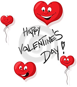 Happy Valentines Day Design with Funy Heart - Vector
