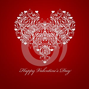 Happy Valentines Day Embossed Leaf Vine Hearts photo