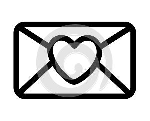 Happy valentines day envelope heart love messsage thick line