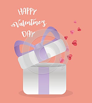 Happy valentines day gift box coming out hearts origami paper