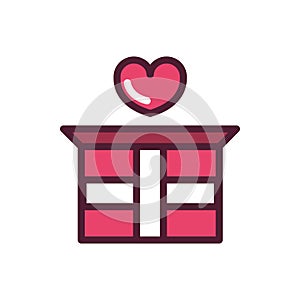 Happy valentines day gift box with heart love romantic feeling icon