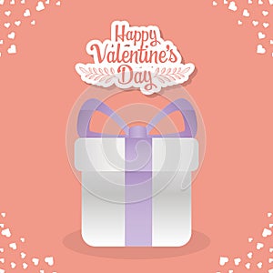 Happy valentines day gift box surprise love hearts