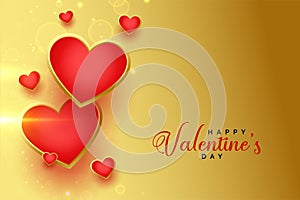 Happy valentines day golden hearts background design