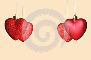 Happy Valentines Day greeting card. Beautiful red hearts