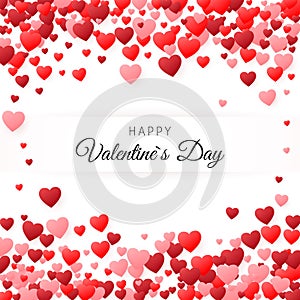 Happy Valentines day greeting card. Greeting card cover template. Background filled with hearts with place for inscription. Vector