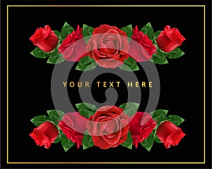 Happy Valentines Day. Greeting card with realistic of red rose, Typography design for print cards, banner, poster. Vector Eps.10